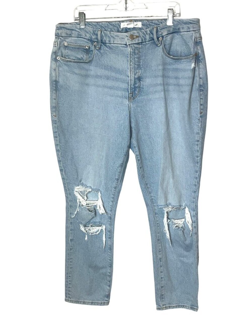 Good American Zara Light Blue Distressed Jeans Size 15 Womens